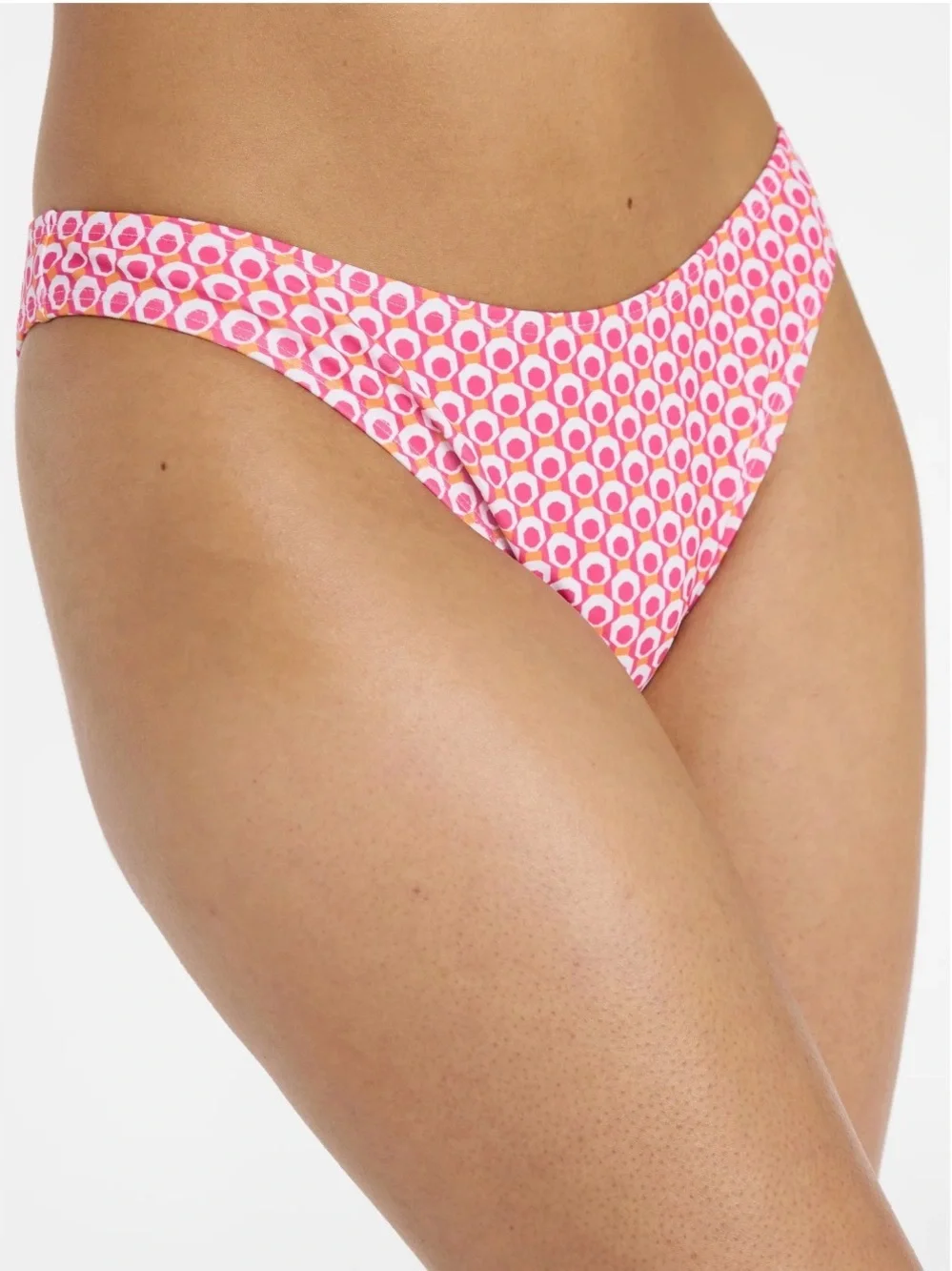 No Boundaries Pink‎ and White Geometric Bikini Bottom